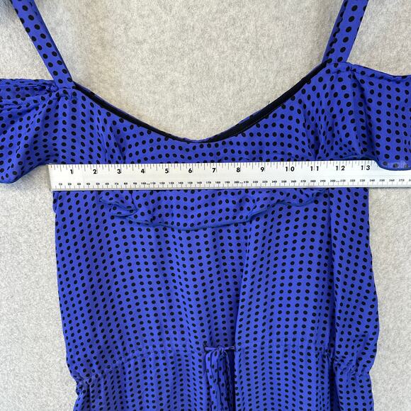 Corey Lynn Calter Anthropologie Dress Womens Size 4 Blue Polka Dot Cold Shoulder - Picture 5 of 8